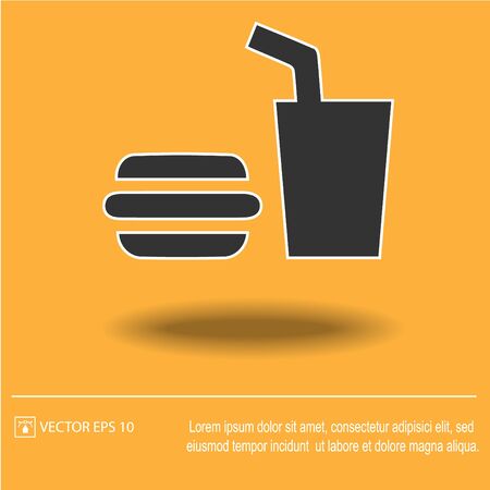 Burger and drink vector icon. Fast food symbol.のイラスト素材