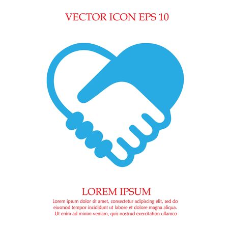 Hands shaking forming a heart vector icon. Simple handshake isolated symbol.のイラスト素材