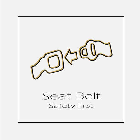 Seat belt safety first concept vector icon . Hand drawn illustration.のイラスト素材