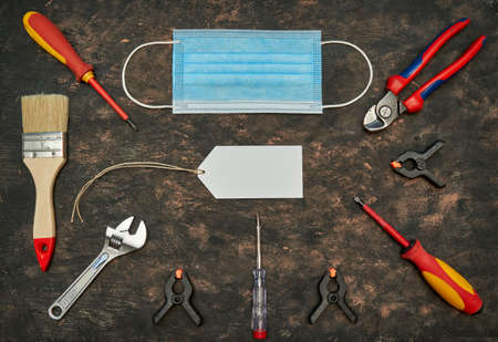 Tools and mask for workの写真素材
