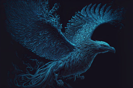 Eagle on a dark background. 3d render, 3d illustration.の素材