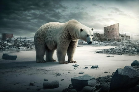 Polar bear (Ursus maritimus) walking on the iceの素材