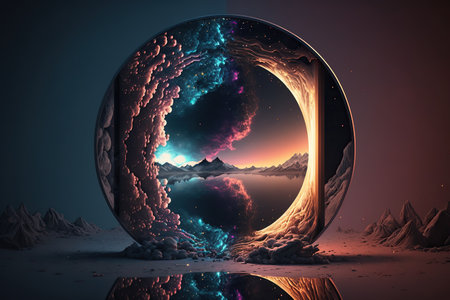 Futuristic planet in the space. 3D illustration. Abstract background.の素材