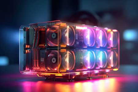 concept of a futuristic video card gpu, illustration, generative aiの素材