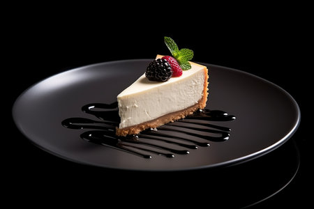 marvelous on a black background onto plate, generative aiの素材