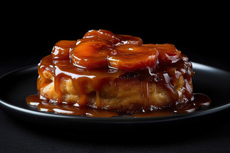 marvelous on a black background onto plate, generative aiの素材