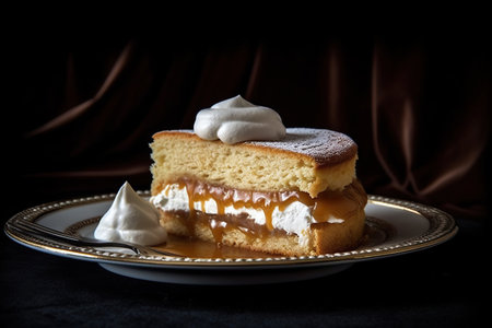 marvelous on a black background onto plate, generative aiの素材