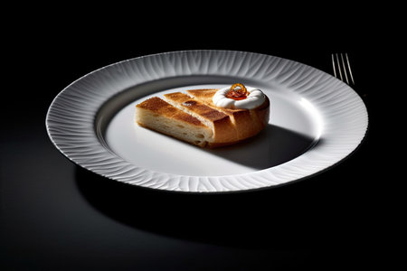 marvelous on a black background onto plate, generative aiの素材