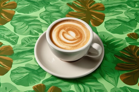 beautiful cappuccino coffee, illustration, generative aiの素材