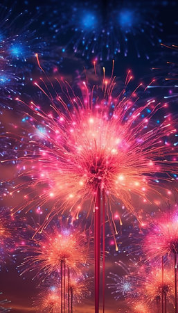 marvelous fireworks in the night sky, illustration, generative aiの素材