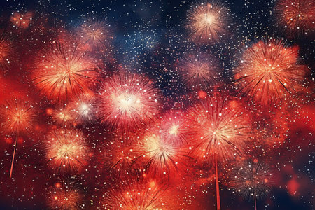 marvelous fireworks in the night sky, illustration, generative aiの素材