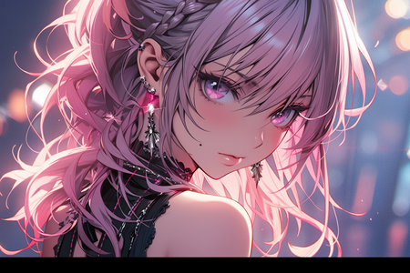 Very Beautiful anime punk girl, illustration, generative aiの素材