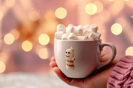 winter holidays concept, hot chocolate and snow, illustration, generative aiの素材