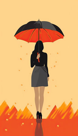 girl from behind silhouette, illustration, generative aiの素材