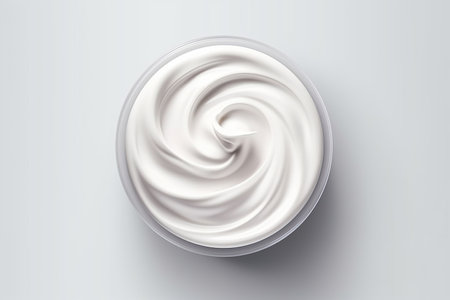 Ltion cream texture cosmetic product, white background, generative aiの素材