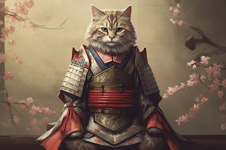 old japan cat prince, illustration, white background generative aiの素材
