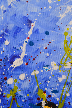 Multi-colored blots, drops, smears. Abstract textural background. Marble texture. Acrylic paints on canvasの写真素材