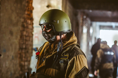 Return of cold war arms of the russian soldierの写真素材