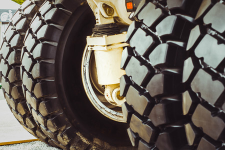 Cargo tires are new at the mining exhibitionの写真素材