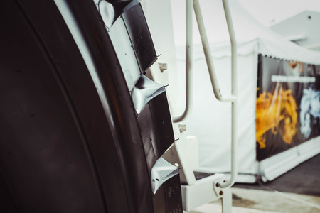 Cargo tires are new at the mining exhibitionの写真素材