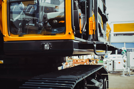 Crawler mini excavators are new at the mining exhibitionの写真素材