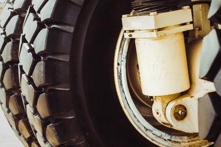 Cargo tires are new at the mining exhibitionの写真素材