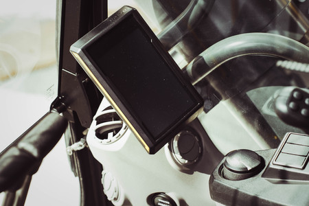 Detailing of the new driver's cab excavatorの写真素材