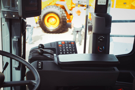 Detailing of the new driver's cab excavatorの写真素材