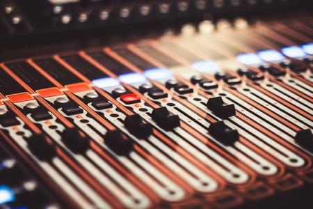 Mixers on the slider at the eventの写真素材