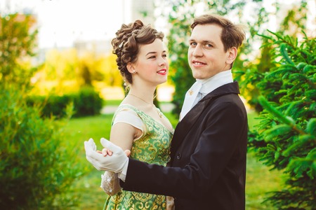 These romantic happy moments of wedding couple.の写真素材