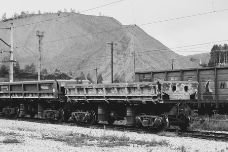 Russia, Siberiya, 08.08.2017: slide in a rail yard for the descent of wagonsのeditorial素材