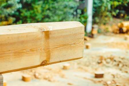 Structure of a wooden house under construction - Poland.の写真素材