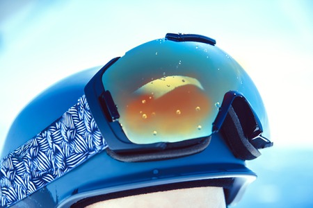 mountain glasses close-up in the mountains in winterの写真素材