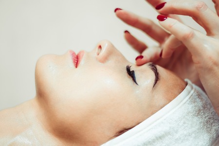 Leisure. Woman in Spa salon facial massageの写真素材