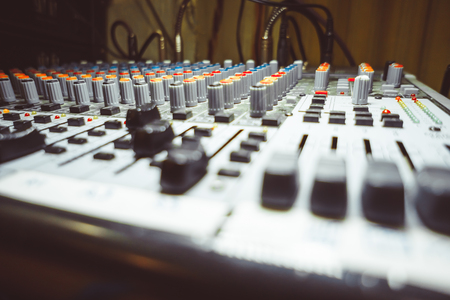 Mixers on the slider at the eventの写真素材