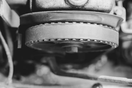 timing belt on an old car close up