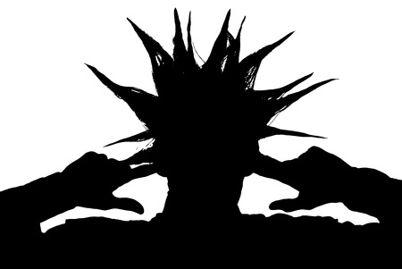 A young man with a Mohawk on his head covers his earsのイラスト素材