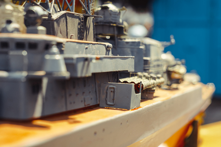 toy model of a warship made from plasticの写真素材