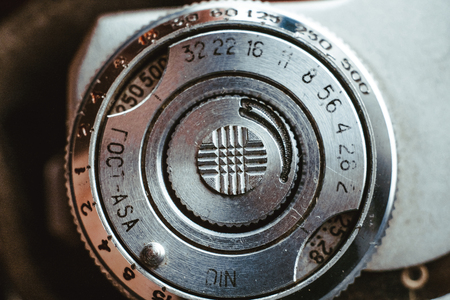 Dusty Old Soviet camera close-up macro details
