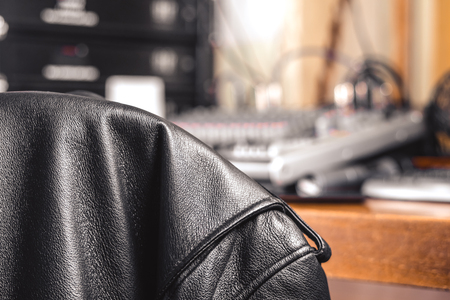 Sound recording studio interior. Sound engineer workplace.の写真素材