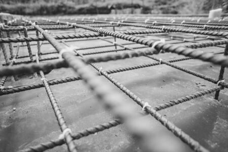 reinforcement in the Foundation prepared for pouring concreteの写真素材