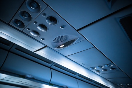 Interior of a commercial airplaneの写真素材