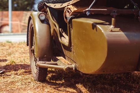 Military motorcycle with sidecar during world war IIの写真素材