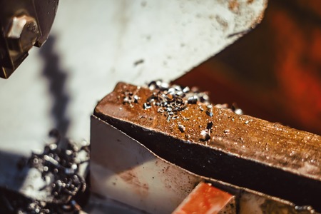 iron shavings in the workshop on the tableの写真素材
