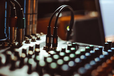Mixers on the slider at the eventの写真素材