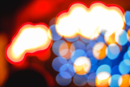 Stage lights on concert. Lighting equipment with multicolored beams.の写真素材