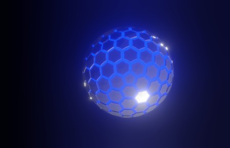 3D glowing ball of red light, disintegrating into particlesの写真素材