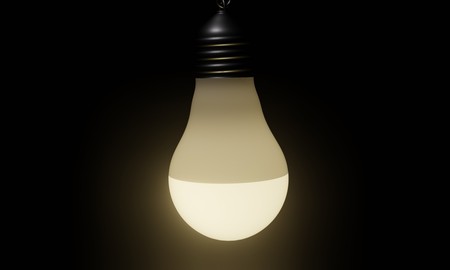 Modern LED lamp isolated 3d, ECO energy concept, close upの写真素材