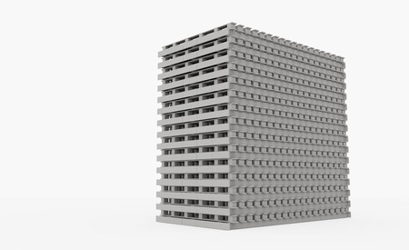 3D model of a multi-storey building from different partsの写真素材