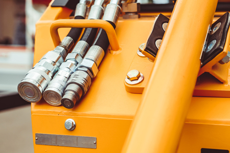 Close-up shot of car engine hoses and tubesの写真素材